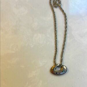 Gold plated necklace with multi colored crystals.